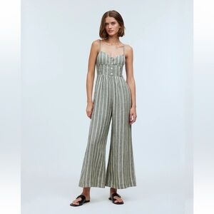 NWT:Madewell Sleeveless Wide-Leg Jumpsuit in 100% Linen